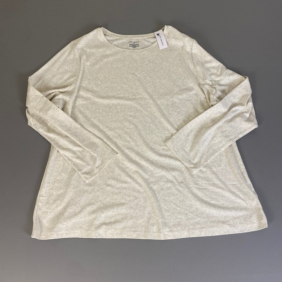 Lane Bryant Long Sleeve T-Shirt Top Plus Size 26/28 Ivory Crew Neck Knit New NWT - Picture 1 of 13